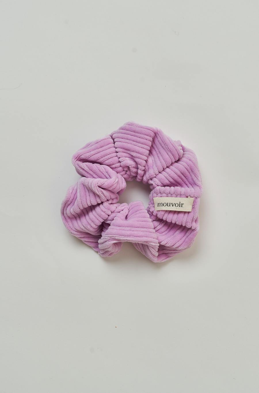 corduroy label scrunchie -pink